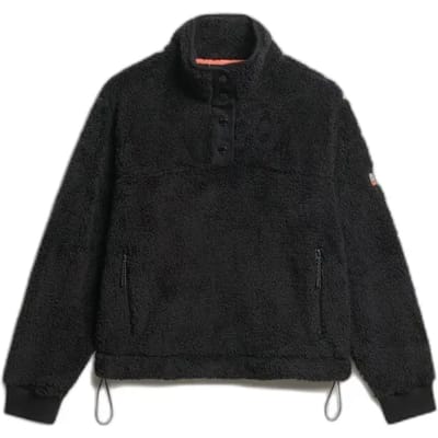 Superdry Superzachte Teddy Fleece met Drukknopen Zwart Grootte: 42
