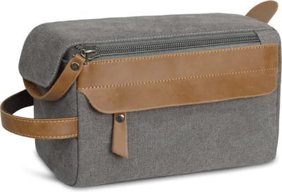 Rainbecom - Toilettassen - Beautycases – Grijs - Handige Cosmetica Tas - Reis Toilettas met Hendel - 23 x 11 x 13 cm - Vintage Canvastas - Travel Make Up Organizer - Reizen Vakantie - Toiletzak - voor Heren en Dames