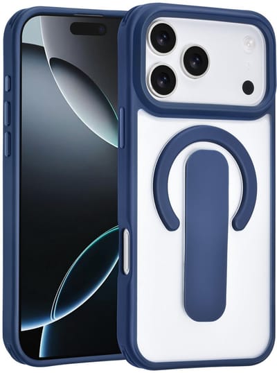 TUNIQ Anti-shock Back cover voor iPhone 17 Pro Max - Ingebouwde Ring Stand - Blauw