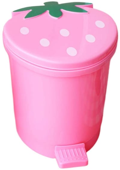 Aardbeien prullenbak - Opslag emmer - Aanrecht opruimen - Pop-up deksel - 11 x 95 x 96 cm - Roze