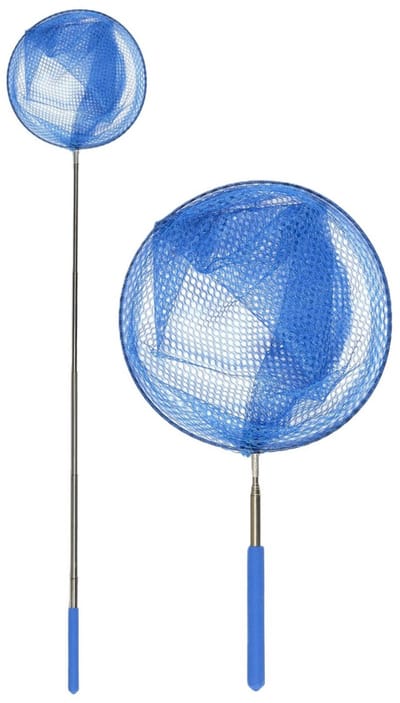 Schepnet - 2x - telescopisch- 70 cm - donker blauw - aluminium - visnet / vlindernet - uitschuifbaar