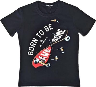 S&C Shirtje Awesome zwart Kids & Kind Jongens Zwart - Maat: 98/104