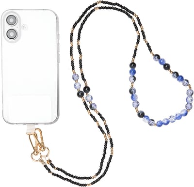 Bigben Connected, Universele Smartphone Schouderband met Afneembare Kralen Elegant, Zwart