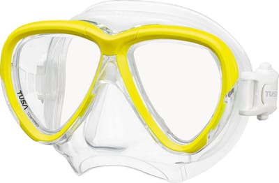 TUSA Intega - Premium snorkelmasker & duikbril van hypoallergeen siliconen met breed gezichtsveld en 3D SYNQ pasvorm - Transparant/Flash Yellow - M2004 FY