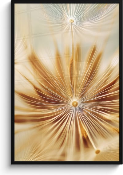 Poster in lijst - Fotolijst 80x120 cm - Posters - Paardenbloem - Beige - Abstract - Modern - Natuur - Posterlijst zwart - Decoratie - Wanddecoratie woonkamer - Muurdecoratie slaapkamer