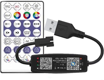 Inovra Plus - Led-controller voor WS2811 WS2812B Led-strips met Bluetooth, Muziek en Microfoon - 28 Toetsen Afstandsbediening - USB 5V