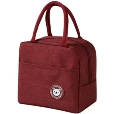 Boîte à déjeuner isotherme à motif fonctionnel, sac à déjeuner en toile isolé Portable, sacs à déjeuner de pique-nique pour aliments thermiques pour femmes et enfants brown
