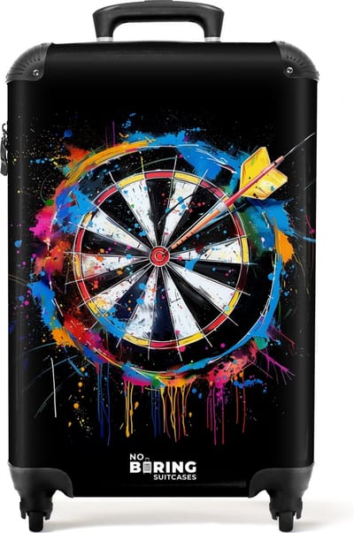 NoBoringSuitcases.com® - Handbagage koffer lichtgewicht - Reiskoffer trolley - Dartbord met graffiti - Rolkoffer met wieltjes - Past binnen 55x40x20 en 55x35x25