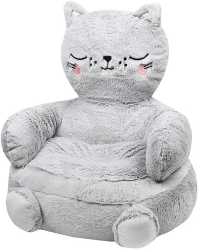 Kinder Zitzak - Zitkussen - Kinderslaapkamer - Schattig Katten Design - 45 cm - Grijs