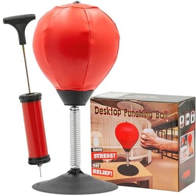 Tafel Bokszak voor Stressvermindering en Plezier - Mini Punchbal met Stevige Zuignap voor Kantoor en Thuis