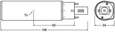 Radium G24D-2 LED Lamp 7W - 220V - 3000K - 700lm - Niet dimbaar - 148x34mm - Warm Wit