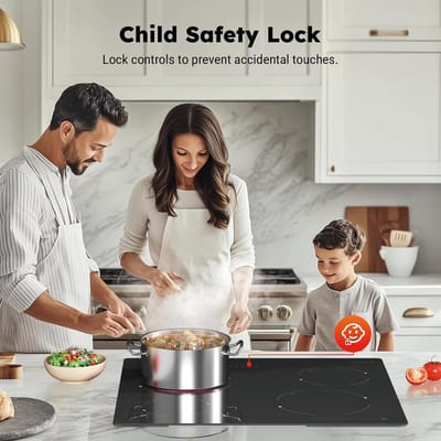 Navy® Elektrische Keramische Kookplaat 60 cm – 4 Kookzones – Touch Control – 9 Vermogensniveaus – Kinderslot – Modern Glaskeramisch Design