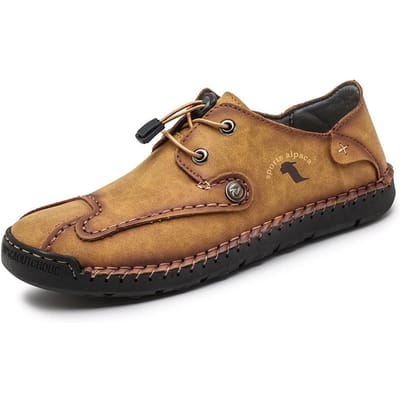 Printemps et Automne Nouveaux Chaussures Décontractées en Cuir Grande Taille Sauvage Britannique Style Britannique Chaussures à Enfiler à Semelle Souple pour Homme 46 marron