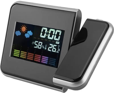 Dailygoody - Digitaal LED-weer - Projectieklok - Multifunctioneel - Zwart - Vochtigheid - Weerbericht - Geschikt voor Slaapkamer - Zwart