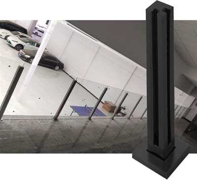 Leuningpalen Glas - RVS Afdekking - Trap Beveiligen - Zwart Roestvrij Staal - 85 cm - Zwart