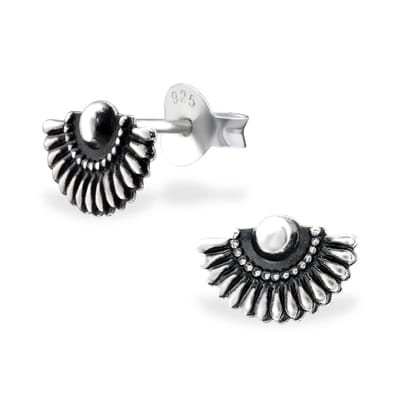 Bali zilver ethnische oxi oorstekers | Ethnic wave Bali Ear Studs | 15mm | Zilverana | Sterling 925 Silver (Echt zilver) | zilveren oorbellen dames