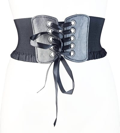 BamBella ® - Riem Maat S M L - Zwart Korset Mode Body Gothic Goth taille riem met veter sluiting korset belt