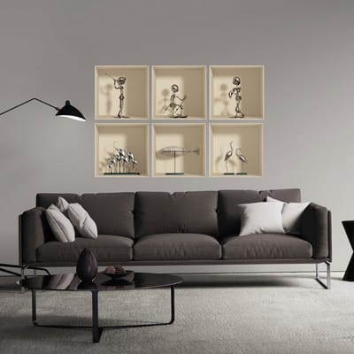 Set van 6 3D Design Houdings stickers in aluminium, 60 x 90 cm