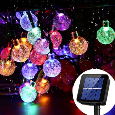 Rosnek Solar Lichtsnoer Buiten - 5m 20 LED Multikleur - 1.2V - 2 Lichtmodi met Geheugen - IP65 - 3 m Verlicht met 2 m Snoer - Tuinverlichting Voor Tuin, Feest & Kerst