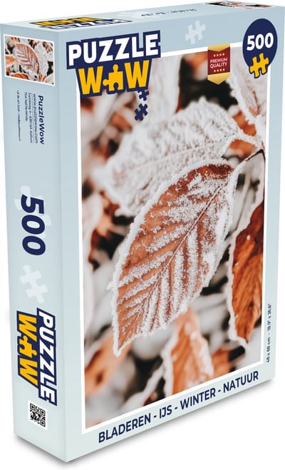 Puzzel Bladeren - IJs - Winter - Natuur - Legpuzzel - Puzzel 500 stukjes