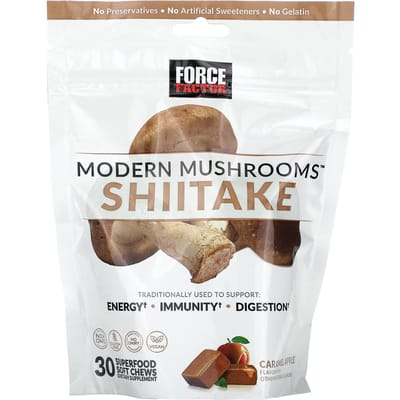 Moderne Paddenstoelen™, Shiitake, Karamel Appel Smaak, Superfood Zachte Kauwsnoepjes, 30 Kauwsnoepjes (300 mg per zachte kauwtablet)