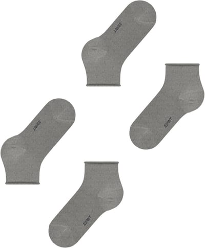 Esprit Basic Pure 2-Pack drukvrije rolrand katoen multipack sokken dames grijs - maat 39-42