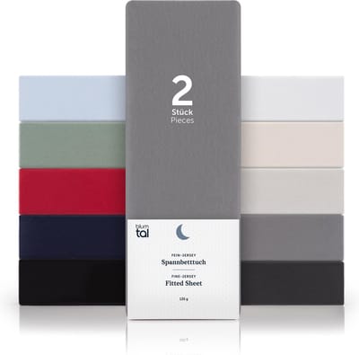 Blumtal Hoeslaken - Fitted Sheet - Jersey - Katoen -  90 x 200 x 30 cm - Grijs - Set van 2