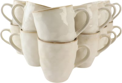 OTIX Theemokken - Koffiekopjes - met oor - set van 12 - Beige - Keramiek - MAPLE