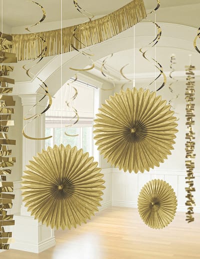 RIETHMULLER - 18-delige Gouden Papieren Decoratieset voor Verjaardag en Bruiloft