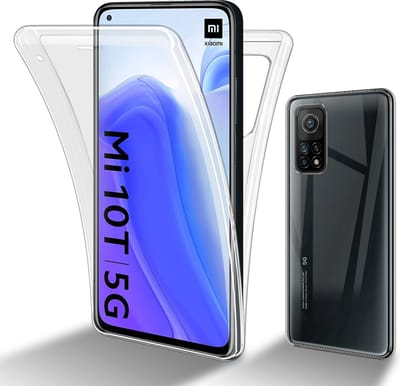 Cadorabo Hoesje geschikt voor Xiaomi Mi 10T / Mi 10T PRO in TRANSPARANT - 360° Full Body Case Cover Beschermhoes Voor- en achterbescherming, all-round bescherming met displaybescherming