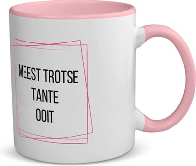 Akyol - meest trotse tante ooit koffiemok - theemok - roze - Tante - trotse tante - verjaardagscadeau - verjaardag - cadeau - cadeautje voor tante - tante artikelen - kado - geschenk - gift - 350 ML inhoud
