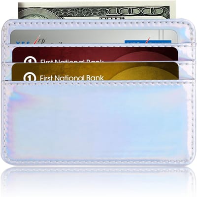 RFID Blokkerende Creditcardhouder Portemonnee Voor Vrouwen Mannen, Slanke Minimalistische Voorzak Portemonnee Met Laser Kleuren zilver