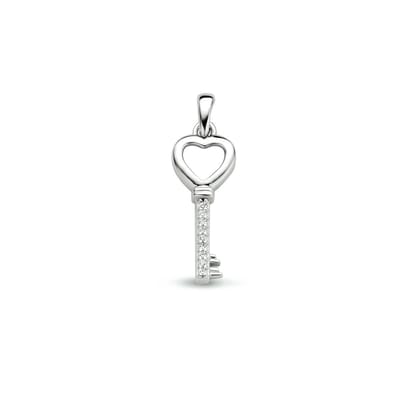 Zilver Gerhodineerde Hanger sleutel zirkonia 1333975