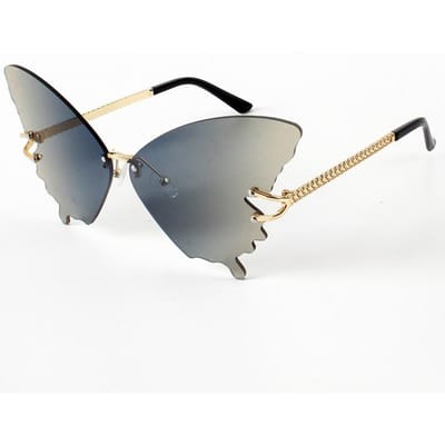 Randloze Vlinder Zonnebril Dames Premium Designer Klassiek Randloos Groot Montuur Zonnebrillen Dames Tinten Oogbescherming UV400 Bescherming