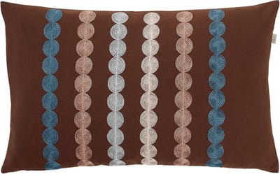Dutch Decor FONTA - Sierkussen 30x50 cm - bruin - blauw - roze - geborduurd dessin - retro - Inclusief binnenkussen