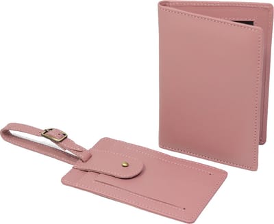 Oudroze set paspoorthoes en kofferlabel - oudroze paspoort hoesje en bagage label - STUDIO Ivana van der Ende