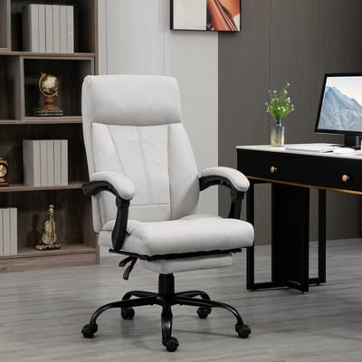 STILVORA Bureaustoel Met Massagefunctie En Lendenverwarming - Ergonomische Directiestoel Met Voetensteun - Voor Bureau En Thuiswerk - Polyester - Lichtgrijs