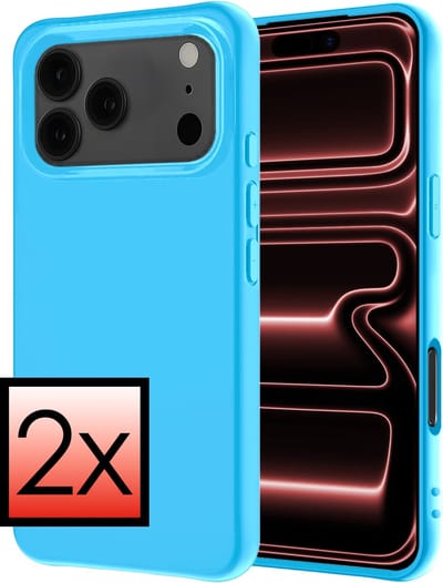 Hoesje - 2 Stuks - Geschikt voor Apple iPhone 17 Pro Max - Sterk & Shockproof - Case Siliconen - Back Cover - Telefoon Hoes - Lichtblauw