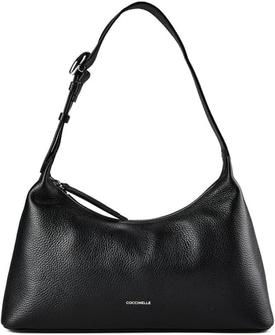 COCCINELLE Leren schoudertas Fern Handbag Grained Leather Noir zwart