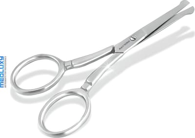 MEDLUXY® - Gezichtshaar Schaar - Rechte Schaarbladen - Afgeronde Punt - Voor het bijwerken van Wenkbrauw, Snor, Baard, Oor- en Neushaar - Rechtshandig - 9 cm (wenkbrauwschaartje, baardschaar, snorschaar)