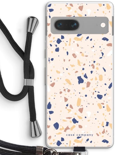 Case Company® - Hoesje met koord geschikt voor Google Pixel 7 hoesje met Koord - Terrazzo N°23 - Telefoonhoesje met Zwart Koord - Bescherming aan alle Kanten en Over de Schermrand