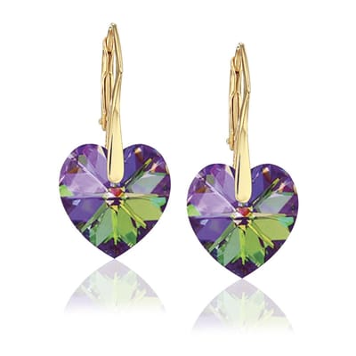 Montebello Oorbellen Noor HG101 - Swarovski Hart - 925 Zilver Verguld - Ø14mm - 30mm
