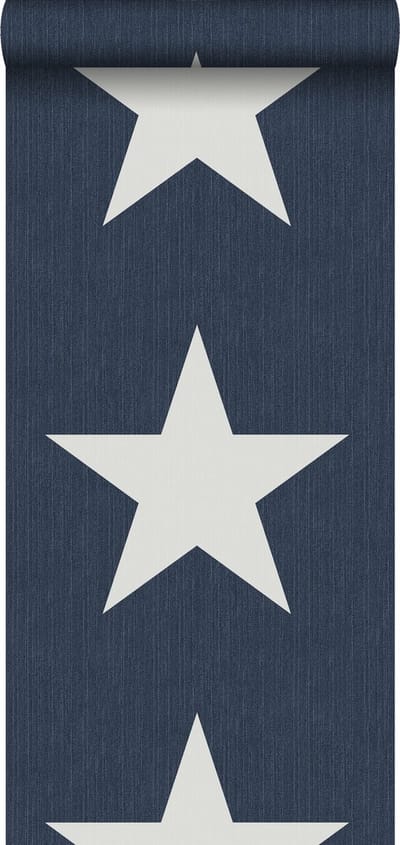 ESTAhome behang sterren op denim jeans stof donkerblauw - 53 cm x 10.05 m - 138978