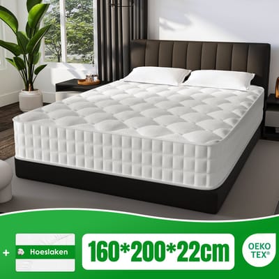 Aiidoits Matras 160x200 - matras 22cm dik - 7 zones - pocketvering matras - Orthopedisch - OEKO-TEX Gecertificeerd - 10 Lagen Hoogwaardige Materialen - Anti-Allergische - Tweepersoonsmatrassen - medium - Voor Kinderen en Volwassenen