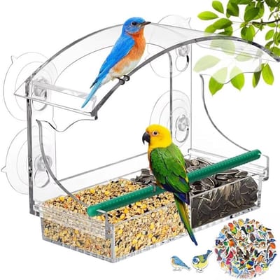 Acryl Voederhuis voor Vogels, Transparante Venster Voederstation, Ideaal voor Tuinvogels en Vogelliefhebbers