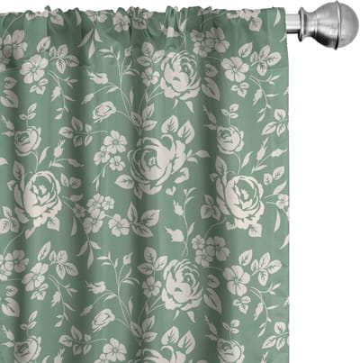 ABAKUHAUS Bloemen Gordijnen – 2x Panelen – 150x175 cm – Resedagroen