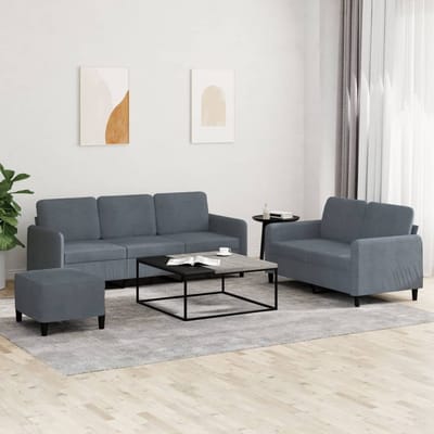 vidaXL - 3-delige - Loungeset - fluweel - donkergrijs