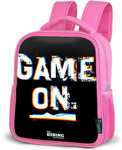 NoBoringSuitcases.com® - Rugzak roze - Schooltas meisjes - Game on in zwart wit - Kinder rugtas meisje - Boekentas kind - Kinderrugzak voor school - Schoolrugzak