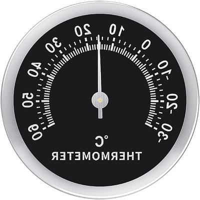 Mini Thermometer - Tuinthermometer Wandthermometer - Temperatuur Meten - Batterijvrij Mechanisch - 58 mm Diameter - Zilver