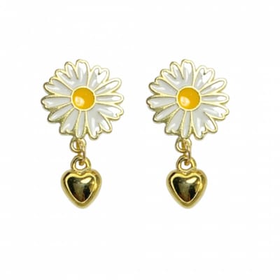 Magneet oorbellen Daisy hart goudkleurig